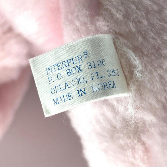 Vintage Pink Easter Bunny Holding Baby Plush 21" Interpur Made in Korea - Picture 7 of 9